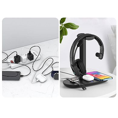 Delton 20x Bluetooth Wireless Headset & 3-in-1 Wireless Charging Stand (DHSWC120XD)