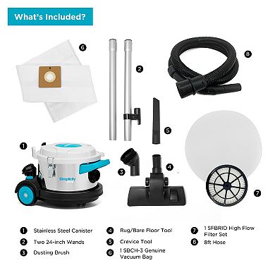 Simplicity Vacuums Brio Variable Speed HEPA Canister Vacuum