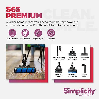 Simplicity Vacuums S65 Premium Cordless Stick Vacuum