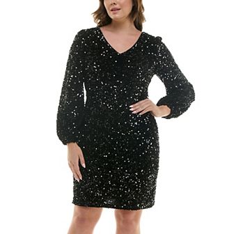 Women's Nanette Lepore Velvet Sequin Dress With Balloon Sleeve