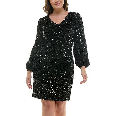Women's Nanette Lepore Velvet Sequin Dress With Balloon Sleeve