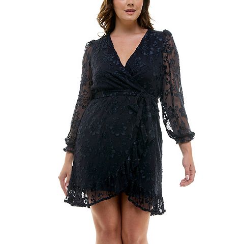 Женские платья Nanette Lepore Long Sleeve Velvet Burnout Wrap Dress