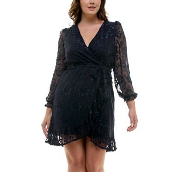 Women's Nanette Lepore Long Sleeve Velvet Burnout Wrap Dress