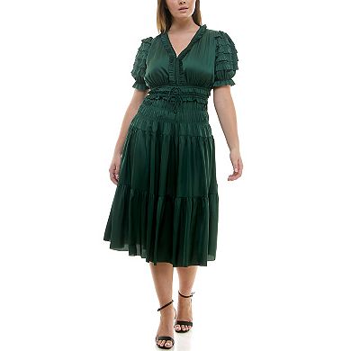 Women's Nanette Lepore Short Sleeve Dress with Ruffle Sleeve + Chest Detail