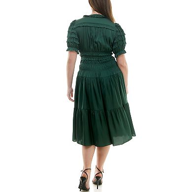 Women's Nanette Lepore Short Sleeve Dress with Ruffle Sleeve + Chest Detail