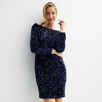 Women's Nanette Lepore Long Sleeve Velvet Sequin Dress