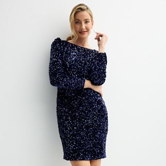Women's Nanette Lepore Long Sleeve Velvet Sequin Dress