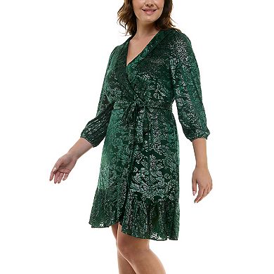 Women's Nanette Lepore Velvet Burnout Wrap Dress with Self Tie Belt