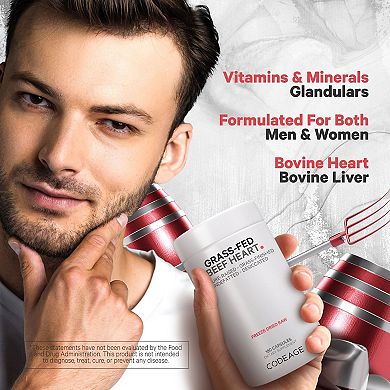 Codeage Grass-Fed Beef Heart Glandular Supplement 180 ct