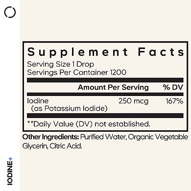 Codeage Iodine Liquid - USDA 100% Organic Vegan Mineral Drops 2 fl oz