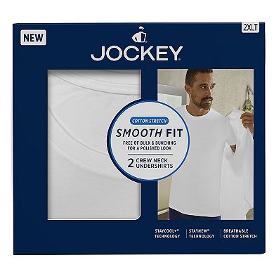 Big & Tall Jockey® Smooth Fit Cotton Stretch Crewneck Undershirt 2-Pack