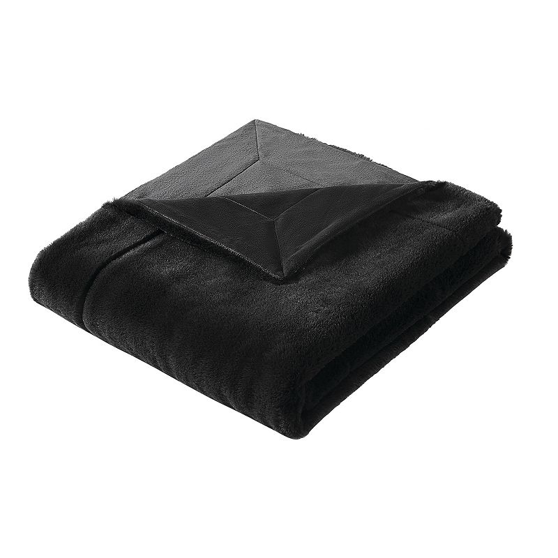 Royal Velvet Luxe Faux Rabbit Fur Throw Blanket in Gift Box, Black