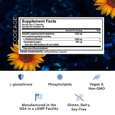 Codeage Liposomal Glutathione 1000mg L-Glutathione Supplement 60 ct