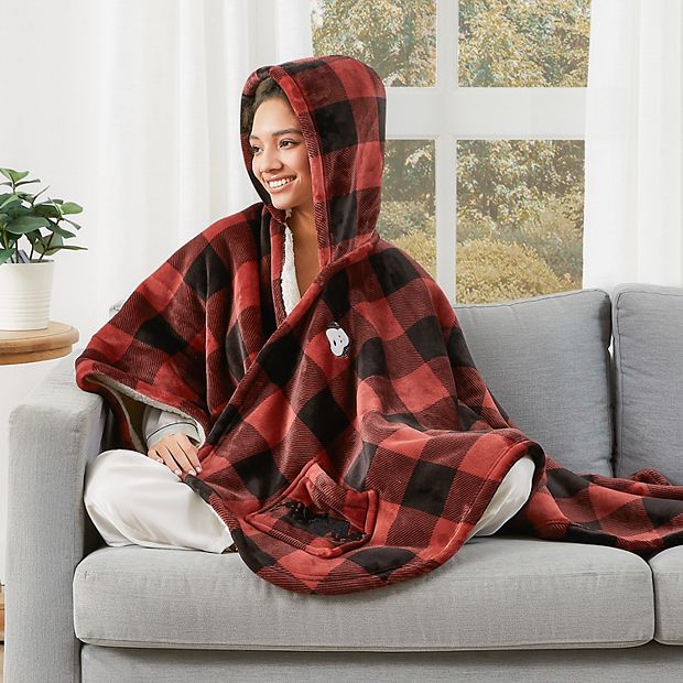 Peanuts Snoopy Red Black Hooded Throw Blanket