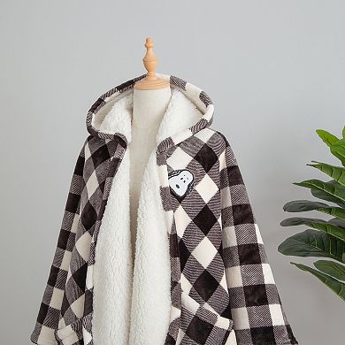 Peanuts Snoopy Black & White Hooded Throw Blanket