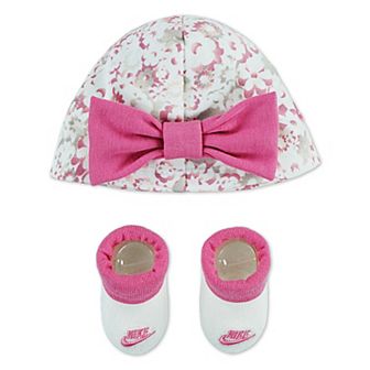 Newborn Baby Girls Nike Floral Turban & Booties 2 pc Set