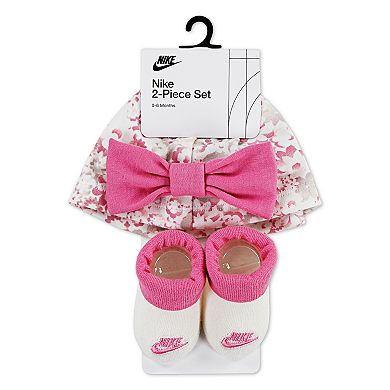 Newborn Baby Girls Nike Floral Turban & Booties 2-Piece Set