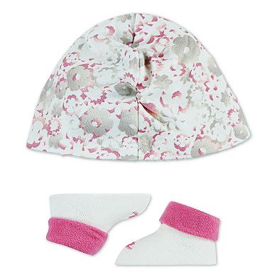 Newborn Baby Girls Nike Floral Turban & Booties 2-Piece Set