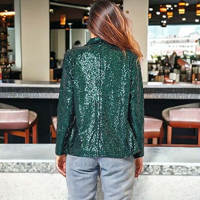 Women's Sparkle Sequin Blazer Button Jacket