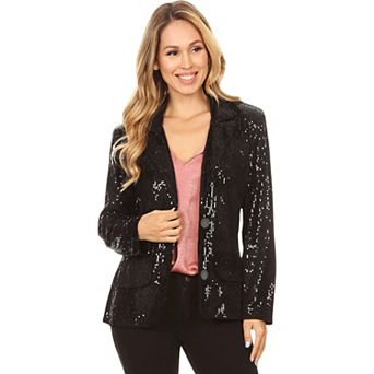 Women's Sparkle Sequin Blazer Button Jacket