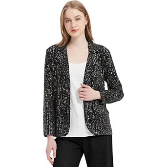 Women's Sparkle Sequin Blazer Button Jacket