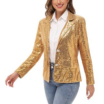 Women's Sparkle Sequin Blazer Button Jacket