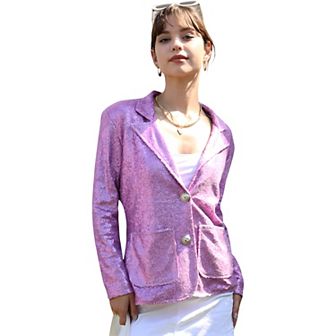 Women's Sparkle Sequin Blazer Button Jacket