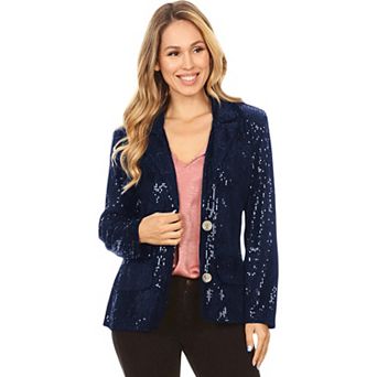 Women's Sparkle Sequin Blazer Button Jacket