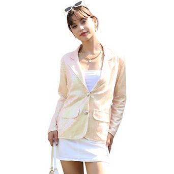 Women's Sparkle Sequin Blazer Button Jacket