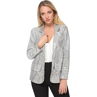 Women's Sparkle Sequin Blazer Button Jacket