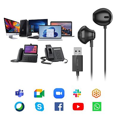 Delton 10e USB A Wired Computer Headset with Microphone, 8ft Cord (DWH10E)
