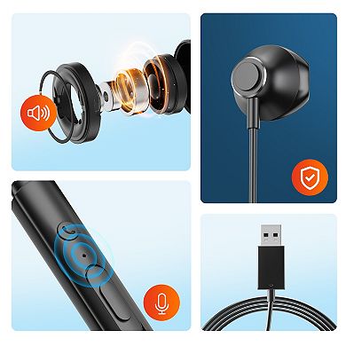 Delton 10e USB A Wired Computer Headset with Microphone, 8ft Cord (DWH10E)