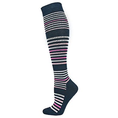 Women's Classic Stripes Knee High Rayon Blend 8-15mmhg Graduated ...