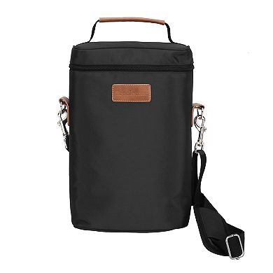 Brookstone 2 Bottle Wine Cooler Tote with 6 Glass Markers