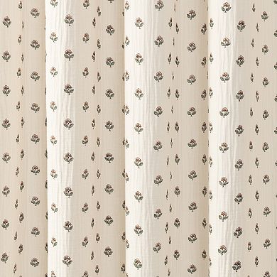 Peri Block Print Gauze Shower Curtain