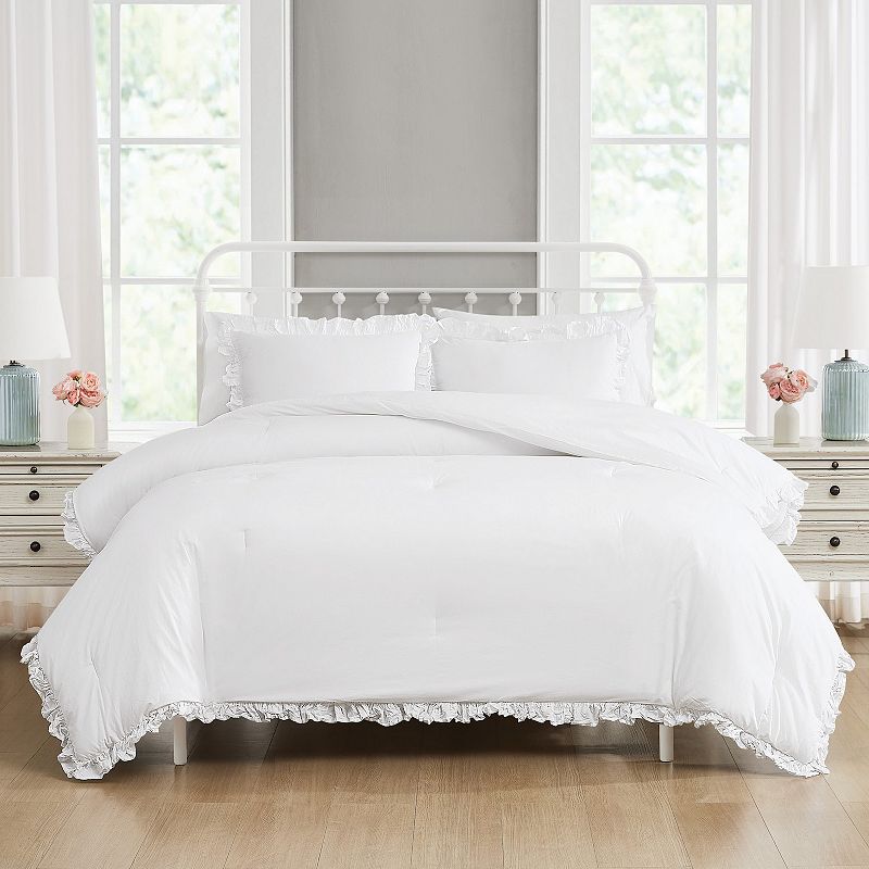 The Farmhouse by Rachel Ashwel 3pc King Ruffled Washed Cotton Comforter Set White King