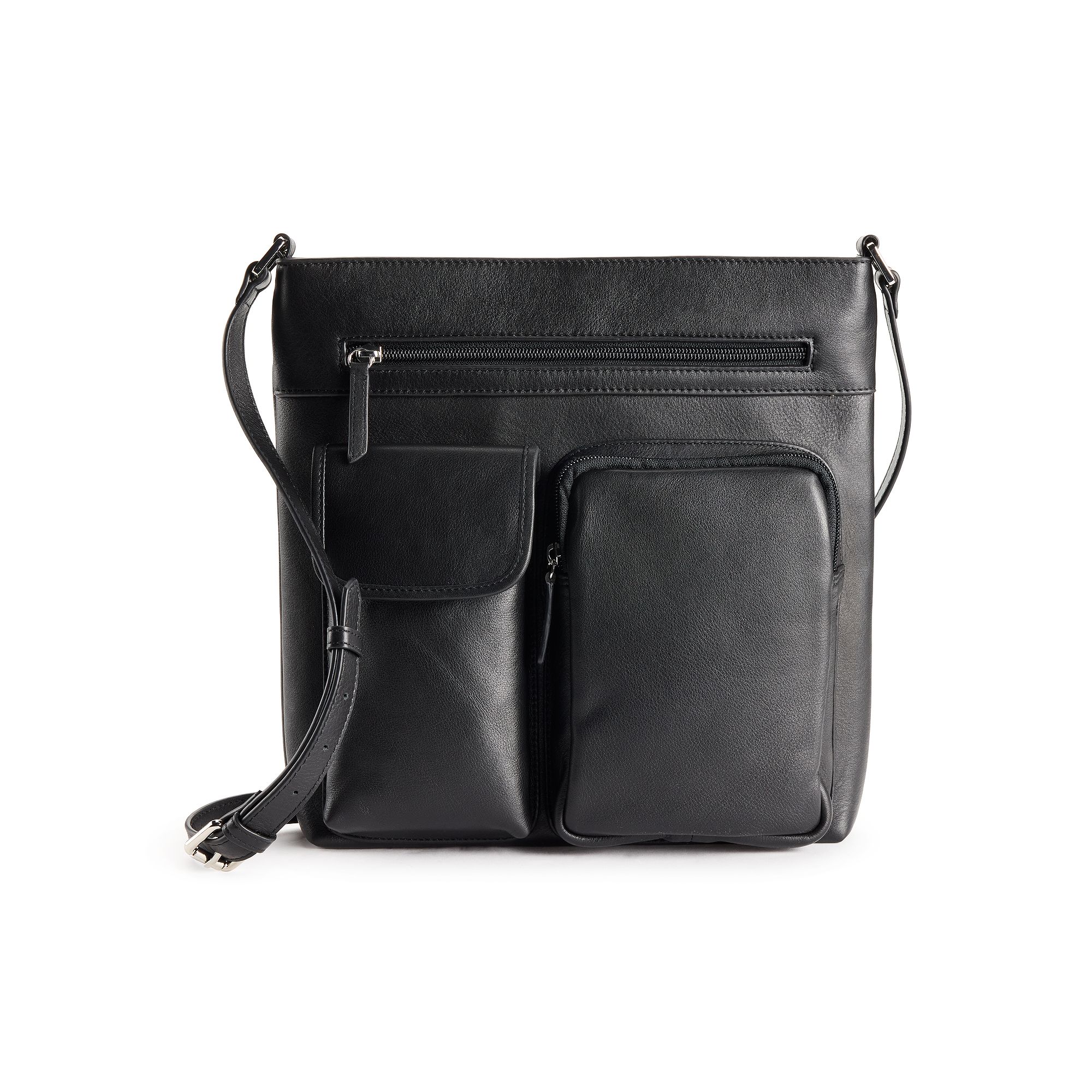 ili Leather New York RFID-Blocking Crossbody Bag, Black