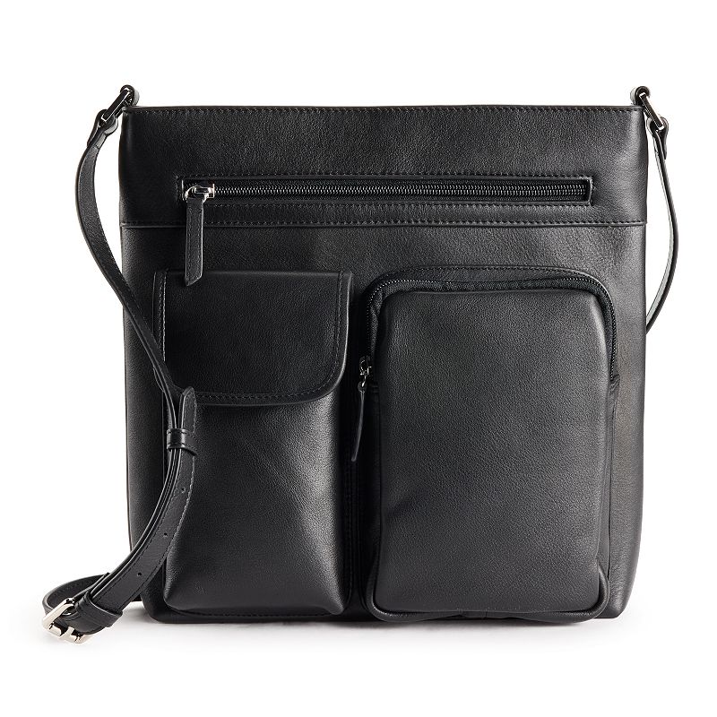 ili Leather New York RFID-Blocking Crossbody Bag, Black
