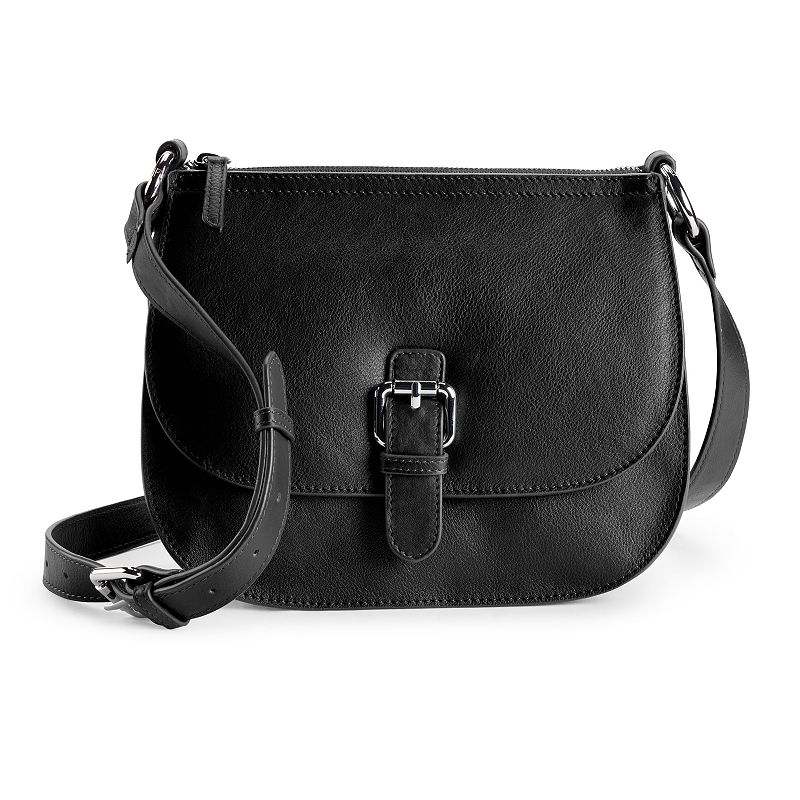 ili Leather RFID-Blocking Saddle Bag, Black