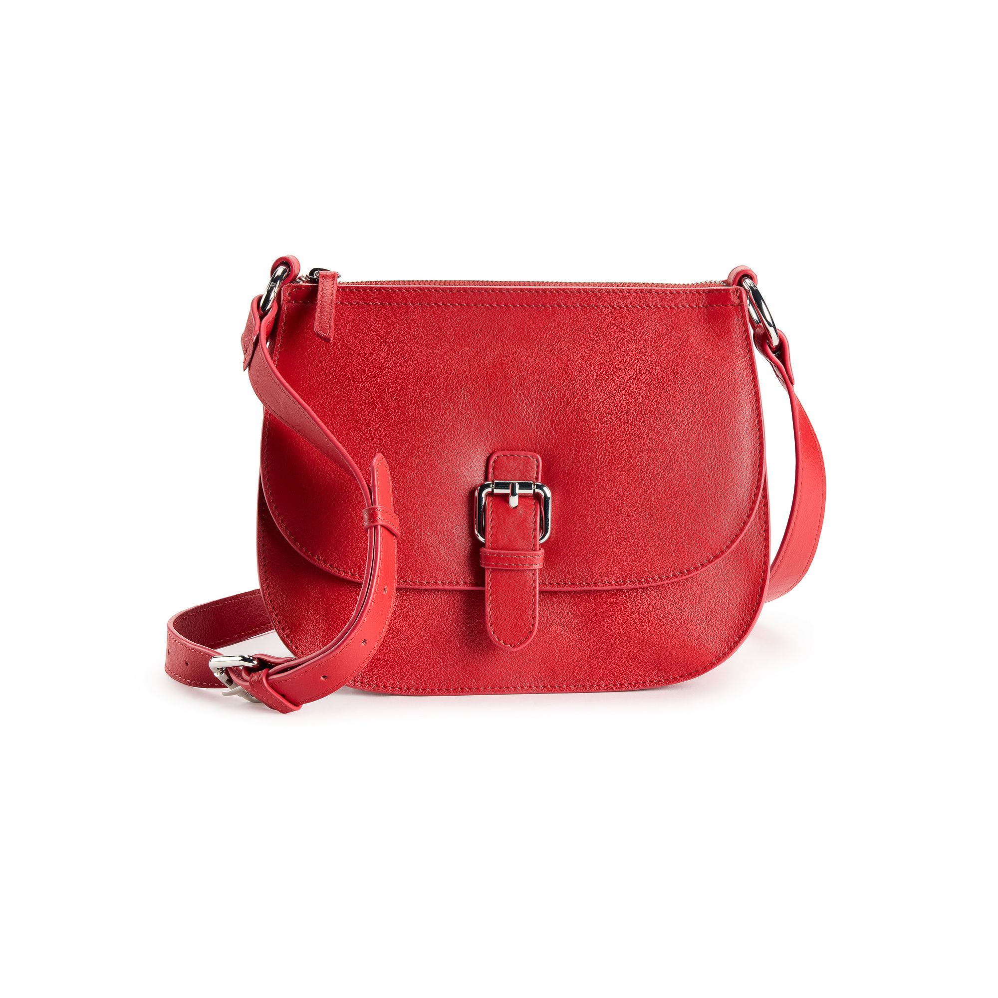 ili Leather RFID-Blocking Saddle Bag, Red
