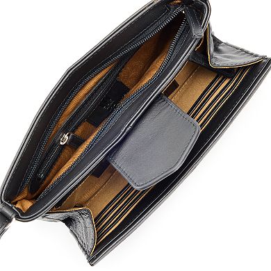 ili Leather Pointed Tab RFID-Blocking Organizer Crossbody Bag
