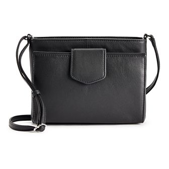 ili Leather Pointed Tab RFID-Blocking Organizer Crossbody Bag