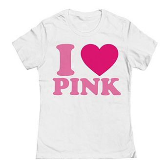 Junior's I Love Pink Heart Graphic Tee