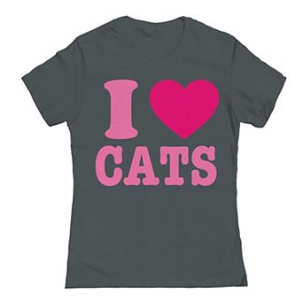 Junior's I Love Cats Heart Graphic Tee