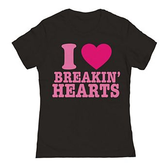 Junior's I Love Breakin Hearts Graphic Tee