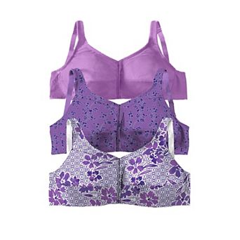 Comfort Choice Women's Plus Size 3-Pack Front-Close Cotton Wireless Bra