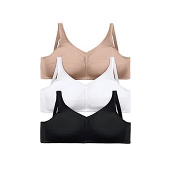 Comfort Choice Women's Plus Size 3-Pack Front-Close Cotton Wireless Bra