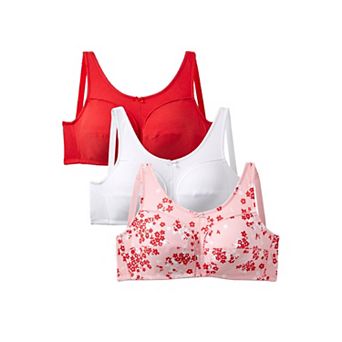 Comfort Choice Women's Plus Size 3-pack Front-close Cotton Wireless Bra