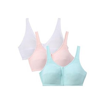 Comfort Choice Women's Plus Size 3-Pack Front-Close Cotton Wireless Bra