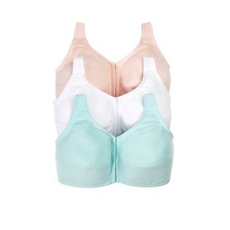 Comfort Choice Women's Plus Size 3-Pack Front-Close Cotton Wireless Bra